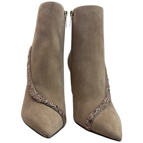 Jimmy Choo Suede Feather And Crystal Embellished Ankle Boots Size 36.5 - Picture 2 of 8